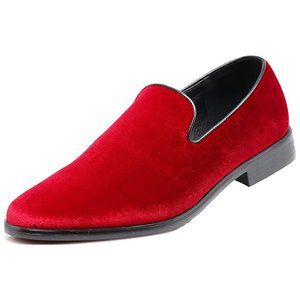 Men's Vintage Plain Velvet Dress Loafers Slip On Shoes Classic Tuxedo Dress 03R